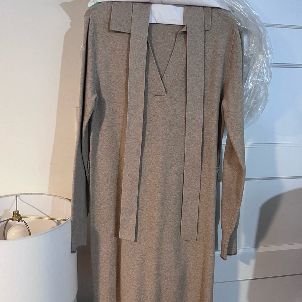 Faherty Beige Knit Midi Dress with Belt - Picture 5 of 7